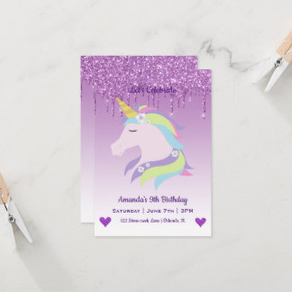 Niedlich Magische Einhorn & Herz Geburtstag Einladung