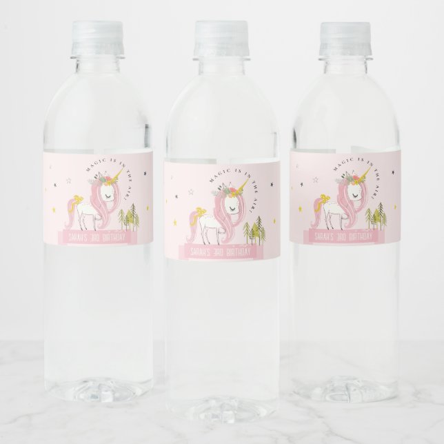 Niedlich Magische Einhorn Rosa Rosa Kindergeburtst (Flaschen)