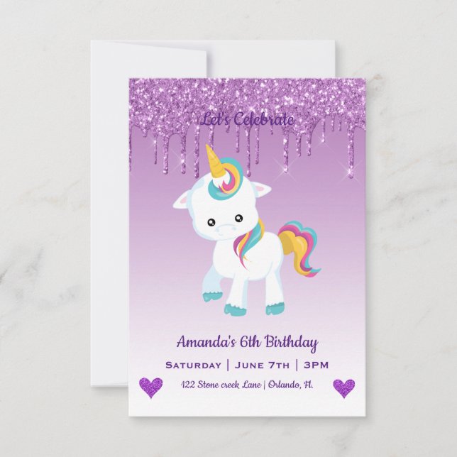 Niedlich Magische Einladung zum Geburtstag (Vorderseite)