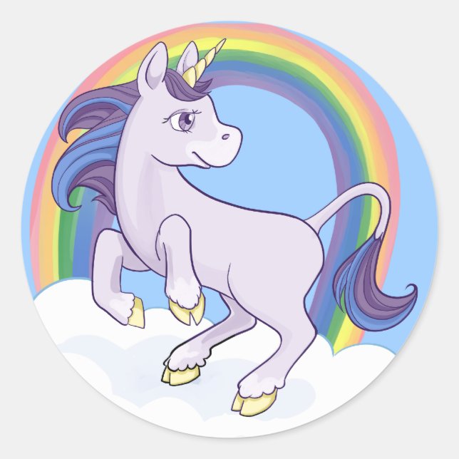 Niedlich Magische Regenbogenfalte Runder Aufkleber (Vorderseite)