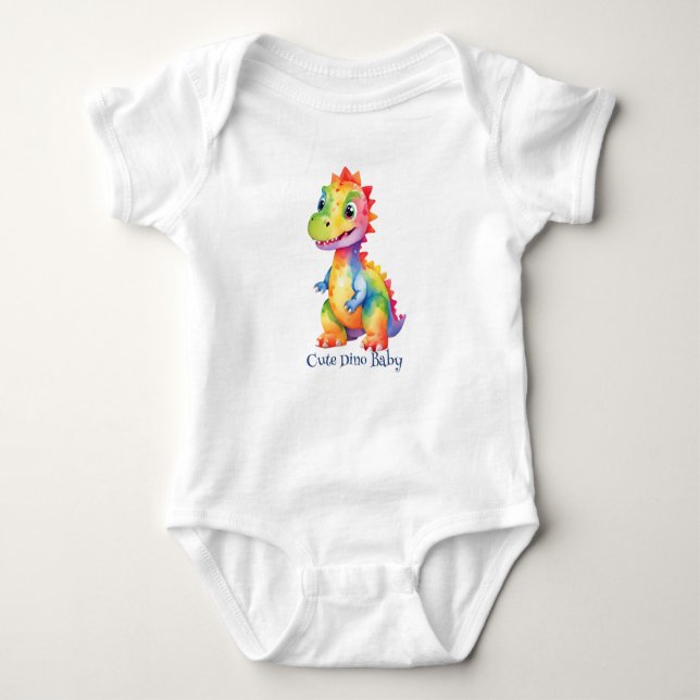 Niedlich Magischer Regenbogen Dinosaur Happy Birth Baby Strampler (Vorderseite)