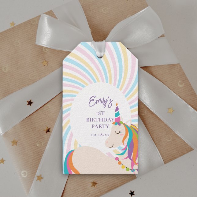 Niedlich Magischer Regenbogen Einhorn Girl 1. Gebu Geschenkanhänger (Von Creator hochgeladen)