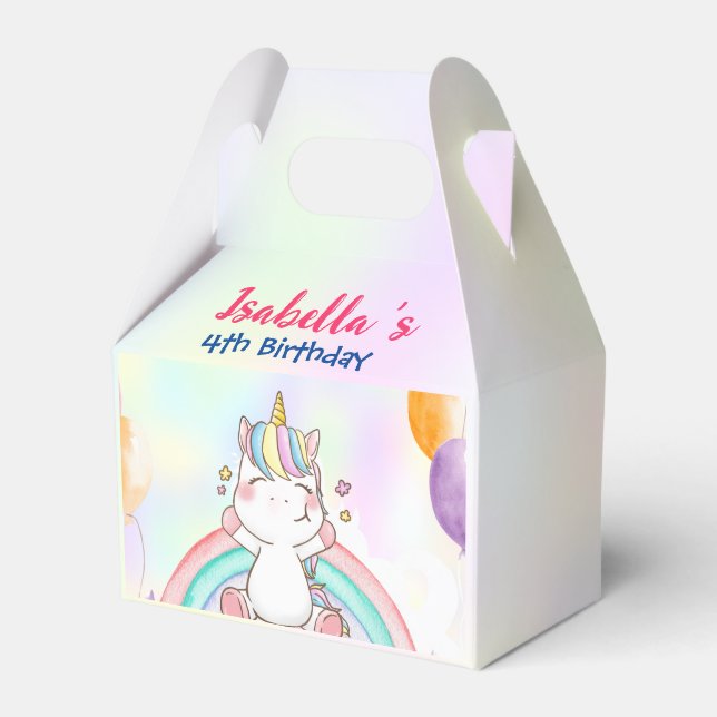 Niedlich Magischer Regenbogen Unicorn Happy Birthd Geschenkschachtel (Vorderseite)