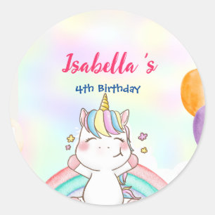Niedlich Magischer Regenbogen Unicorn Happy Birthd Runder Aufkleber