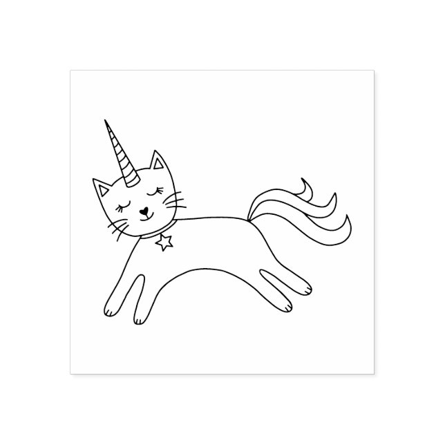 Niedlich Magisches Caticorn Cat Unicorn Gummistempel (Prägung)