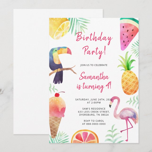 Niedlich Magisches Einhorn Rainbow Geburtstag Einladung (Vorne/Hinten)