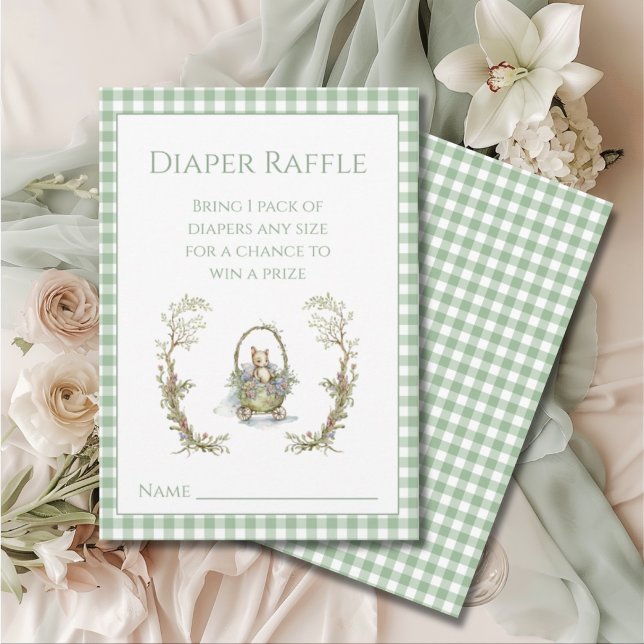 Niedlich Mairytale Animal Gingham Baby Dusche Begleitkarte (Von Creator hochgeladen)