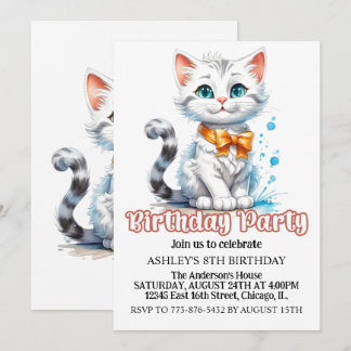 Niedlich Majestic Kitty Cat Geburtstagsparty Einladung