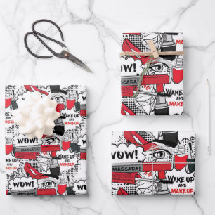 Niedlich Makeup Girl - kawaii Beauty und Glam Fash Geschenkpapier Set