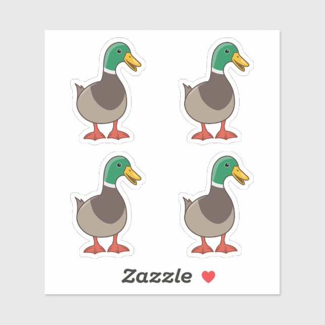 Niedlich Mallard Duck 4 Aufkleber (Blatt)