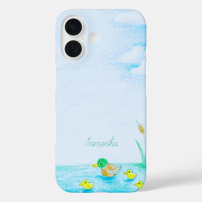 Niedlich Mallard Duck Personalisiert iPhone 16 Hülle (Rückseite)