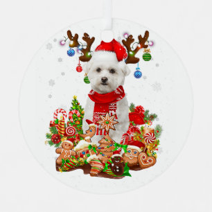 Niedlich maltesische Rentier Weihnachtsbeleuchtung Ornament Aus Metall