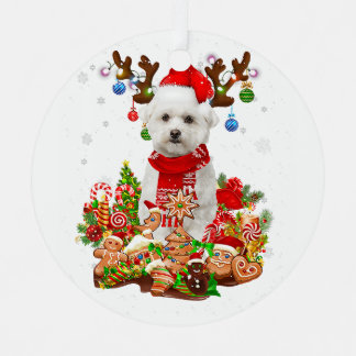 Niedlich maltesische Rentier Weihnachtsbeleuchtung Ornament Aus Metall