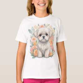Niedlich maltesische Welpe mit T - Shirt für Somme