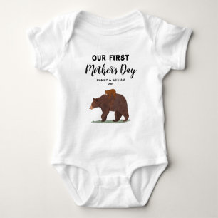 Niedlich Mama Baby Bear 1. Muttertag Personalisier Strampler