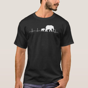Niedlich Mama Baby Elephant Heartbeat Ekg Pulse El T-Shirt