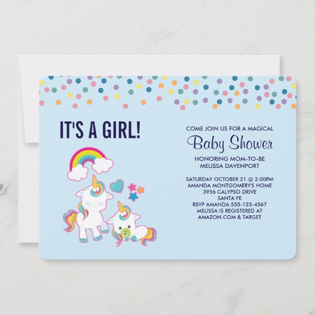 Niedlich Mama & Baby Unicorn Magical Baby Shower Einladung (Vorderseite)