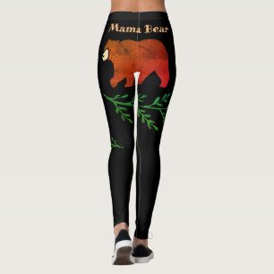 Niedlich Mama Bear Quote Safari Orange Black Leggings