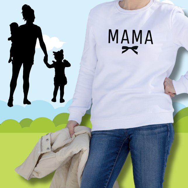 Niedlich Mama Junge Mutter Black Bow Long Sleeve T-Shirt (Von Creator hochgeladen)