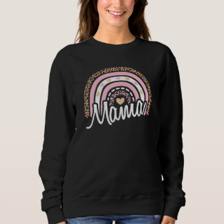 Niedlich Mama Rainbow Leopard Print Women Mama Sweatshirt