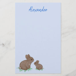 Niedlich Mama und Baby Bunny in Clover Blue Briefpapier