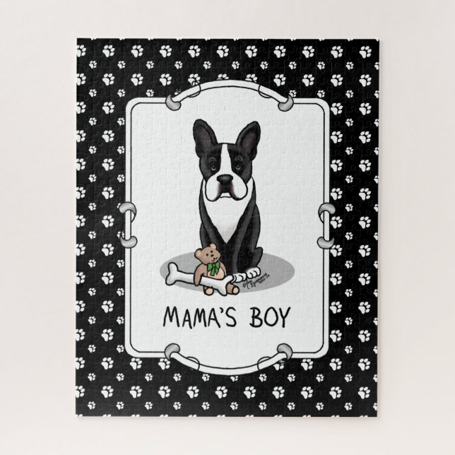 Niedlich Mamas Boy Boston Terrier (schwarz) (Vertikal)