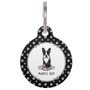 Niedlich Mamas Boy Boston Terrier (schwarz) Haustiermarke