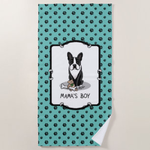 Niedlich Mamas Boy Boston Terrier (schwarz) Strandtuch