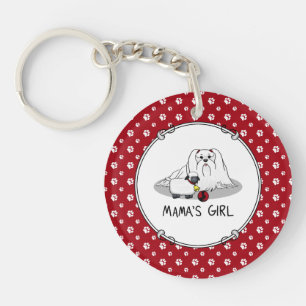 Niedlich Mama's Girl #2 Maltese Dog für maltesisch Schlüsselanhänger