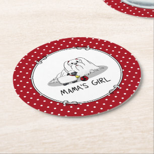Niedlich Mama's Girl #2 Maltese Dog - maltesische Runder Pappuntersetzer