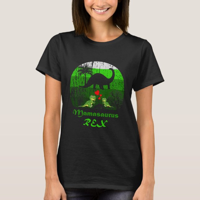 Niedlich Mamasaurus Rex Zwei Kinder Dinosaurier Ma T-Shirt (Vorderseite)