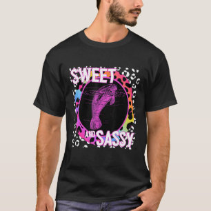 Niedlich Manatee 90s Nostalgie Rainbow Leopard Pri T-Shirt