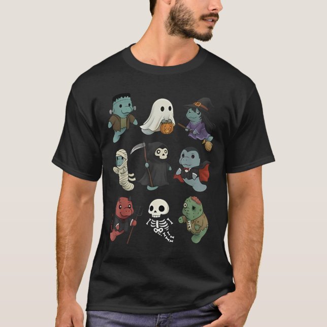 Niedlich Manatee Ghost Zombie Hexenkostüm T-Shirt (Vorderseite)