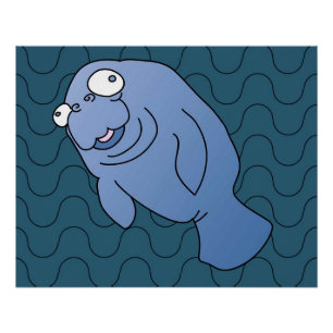 Niedlich Manatee Hugger Cartoon Tier Poster