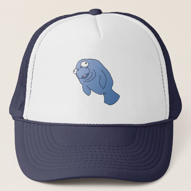 Niedlich Manatee Hugger Cartoon Tier Truckerkappe (Vorderseite)