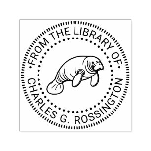 Niedlich ManateSea Cow #2 Round Library Book Name Permastempel