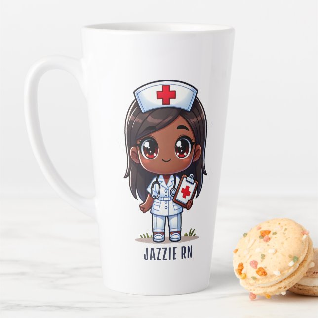 Niedlich Manga Black Nurse Brünett Brown Eyes Cust Milchtasse (Beispiel)