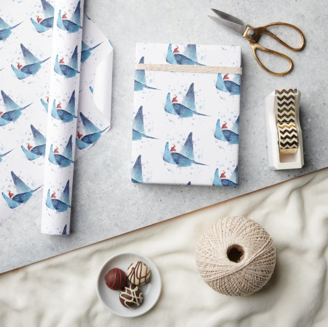 Niedlich Manta Ray Seas und Grüße Weihnachten Geschenkpapier (Kunsthandwerk)