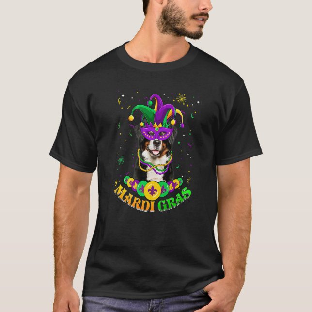 Niedlich Mardi Gras Bernese Mountain Dog Vater Hun T-Shirt (Vorderseite)
