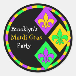 Niedlich Mardi Gras Thema Name Party Siegel Runder Aufkleber