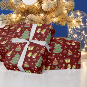 Niedlich Maroon Christmas Geschenkpapier