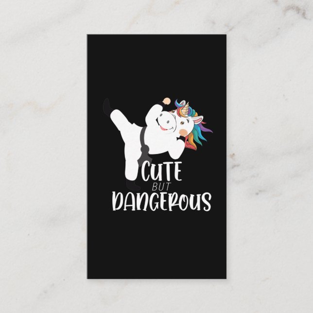 Niedlich Martial Arts Dangerous Unicorn Karate Visitenkarte (Vorderseite)