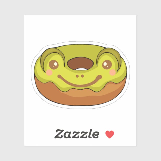 Niedlich Matcha Frog Donut Aufkleber (Blatt)