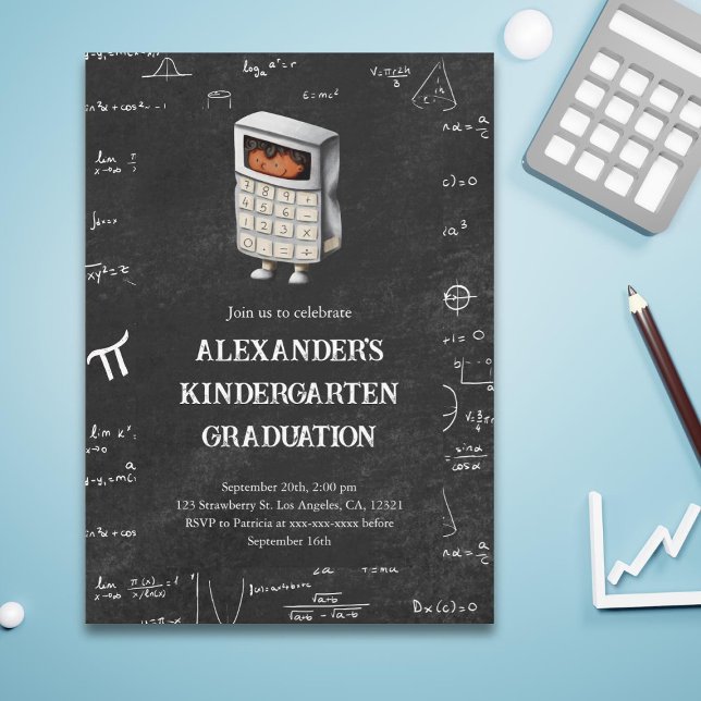 Niedlich Mathe Black Kid Kindergarten Abschluss Einladung (Von Creator hochgeladen)