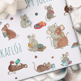Niedlich Mäuse Lesen von Büchern Jolabokaflod Geschenkpapier Set