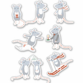 Niedlich Mäuse Winter Aufkleber