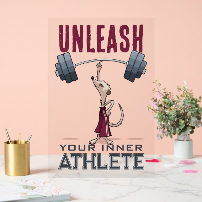 Niedlich Meerkat Entleash Your Inner Athlete Carto Acrylschild (Hochzeit)