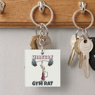 Niedlich Meerkat Gym Rat Funny Weightlifter Cartoo Schlüsselanhänger