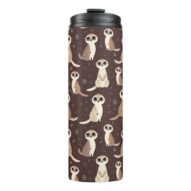 Niedlich Meerkat Muster Thermosbecher (Vorderseite)