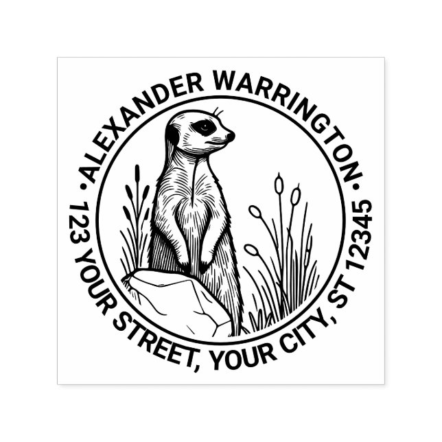 Niedlich Meerkat Stehend #1 Name Rücksendeadresse Permastempel (Design)